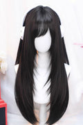 Sweet Side Bangs Lolita Long Straight Wig 2 Colors - image 1