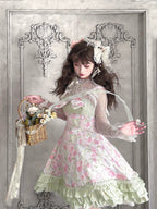Rose Spring Romance Pink Green Floral Classic Lolita JSK Dress - image 9