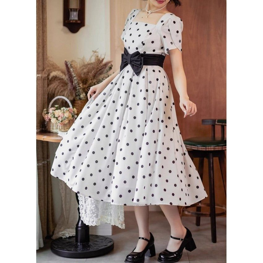 Afternoon Forest Polka-Dot Lolita Dress with Tulip Sleeves - image 5