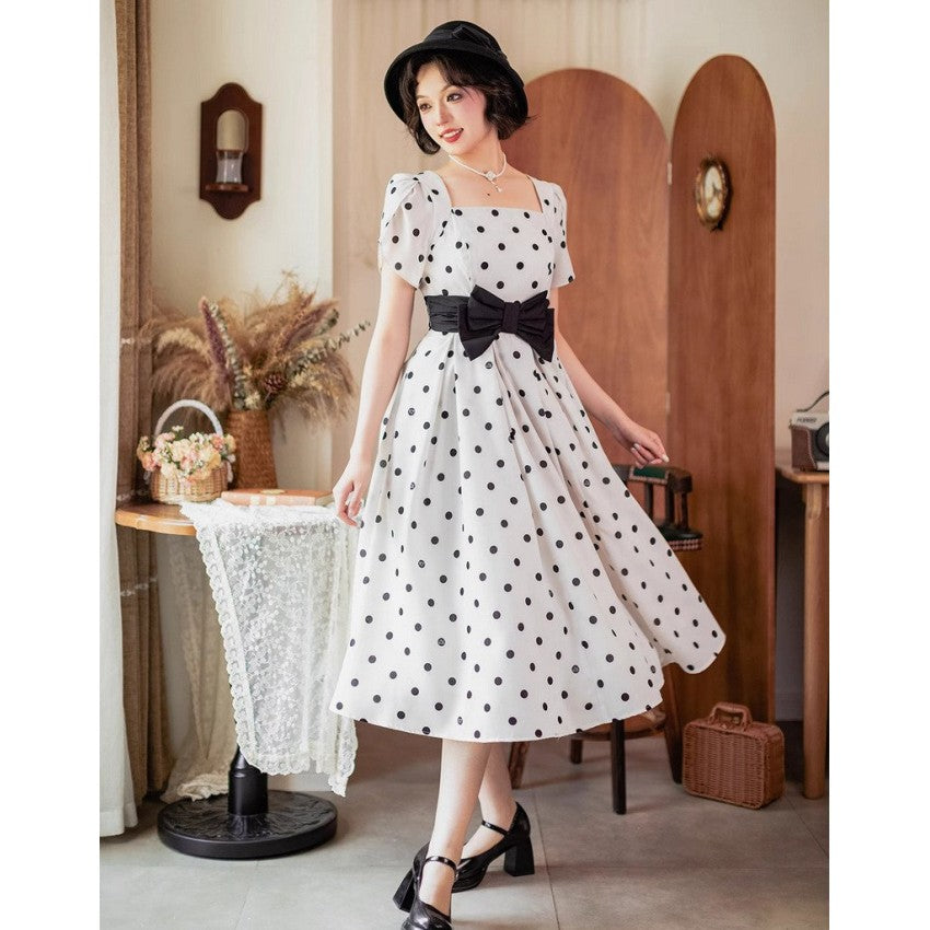 Afternoon Forest Polka-Dot Lolita Dress with Tulip Sleeves - image 7