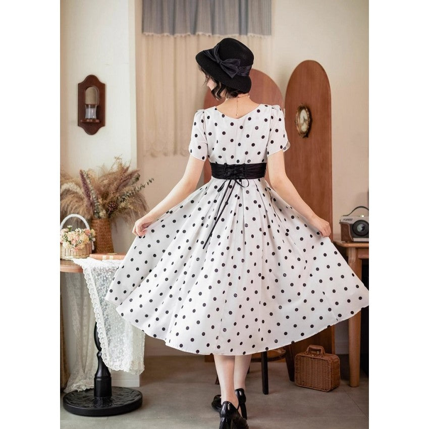Afternoon Forest Polka-Dot Lolita Dress with Tulip Sleeves - image 11