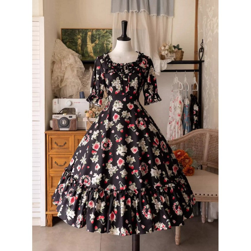 Early Summer Berry Picture Book Lolita OP Dress with Hair Clip - image 2