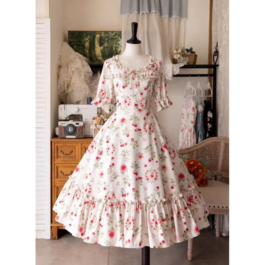 Early Summer Berry Picture Book Lolita OP Dress with Hair Clip - image 3
