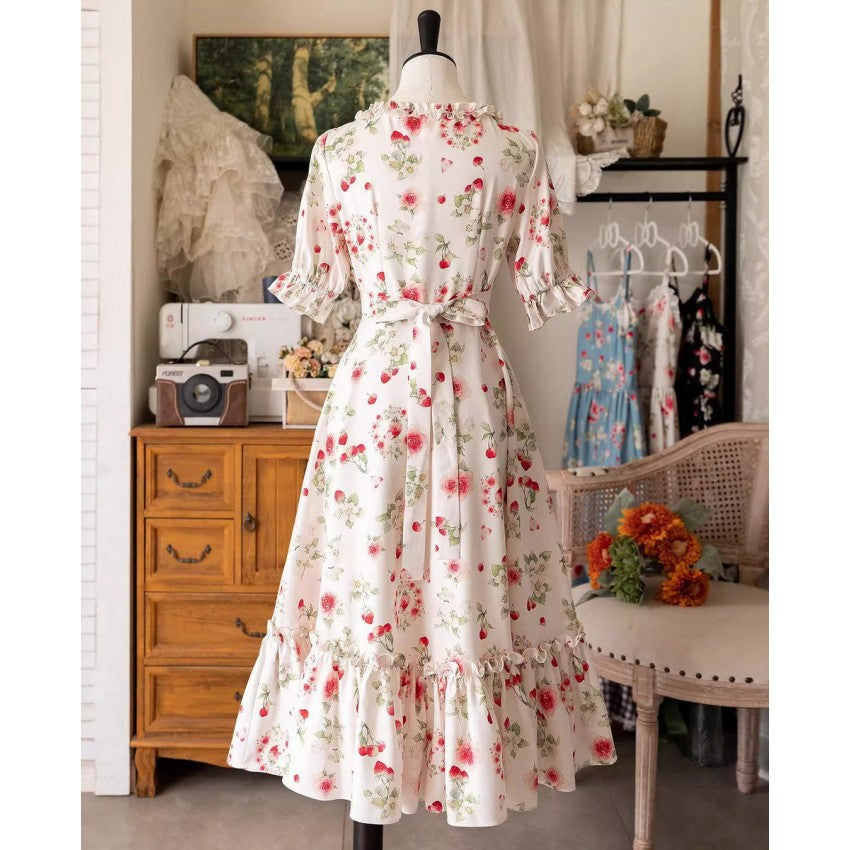 Early Summer Berry Picture Book Lolita OP Dress with Hair Clip - image 5
