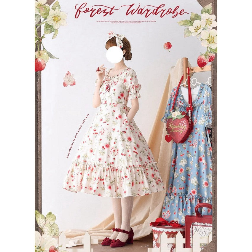 Early Summer Berry Picture Book Lolita OP Dress with Hair Clip - image 8