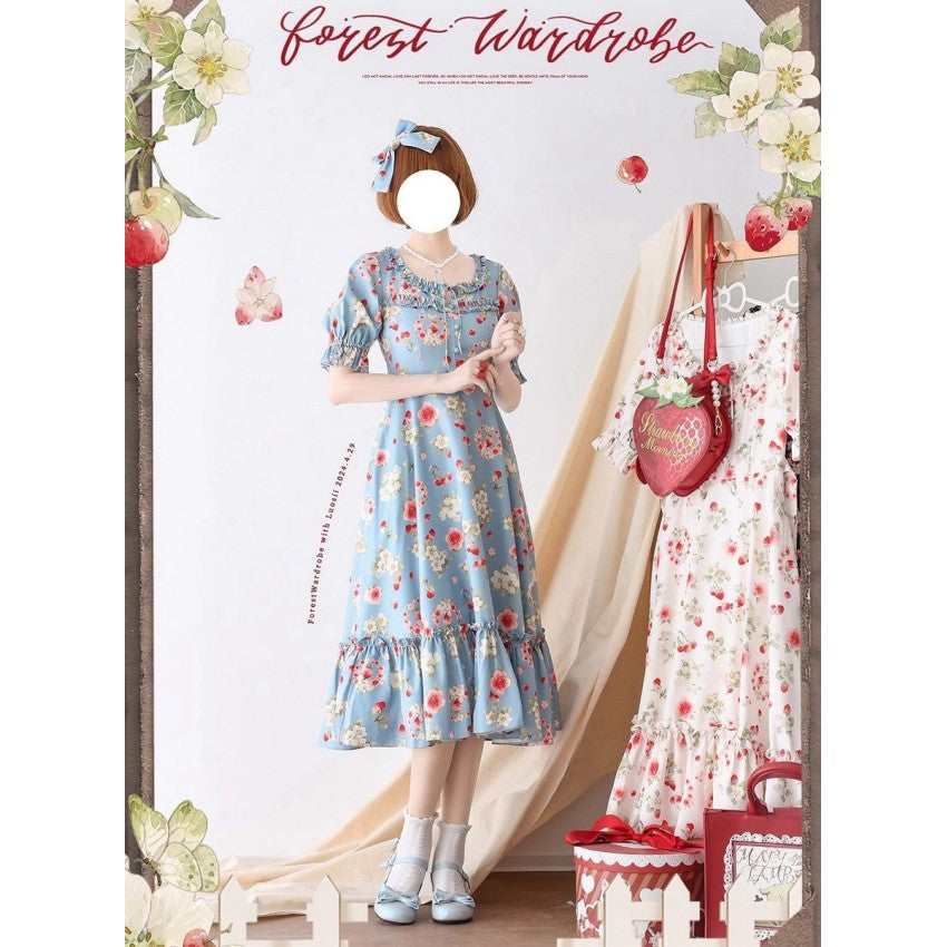 Early Summer Berry Picture Book Lolita OP Dress with Hair Clip - image 10