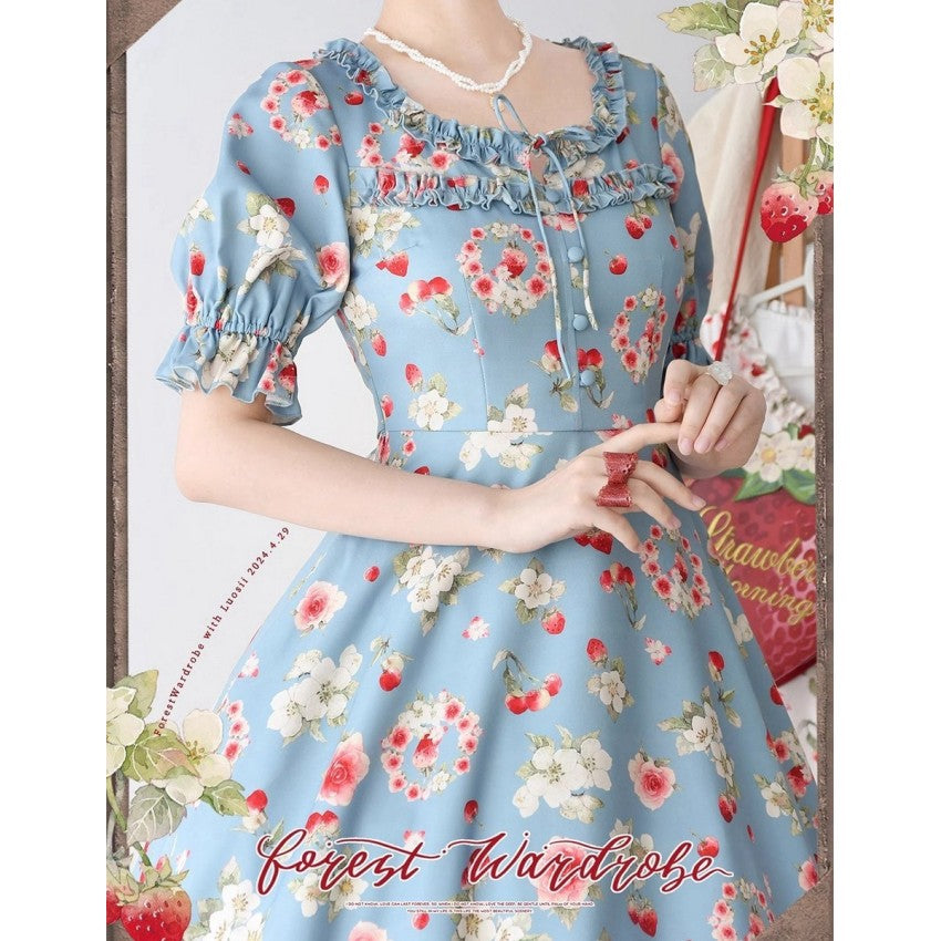 Early Summer Berry Picture Book Lolita OP Dress with Hair Clip - image 11