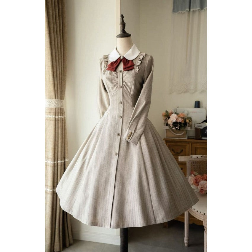Forest Traveller Long-Sleeve Lolita OP Dress with Headbow - image 1