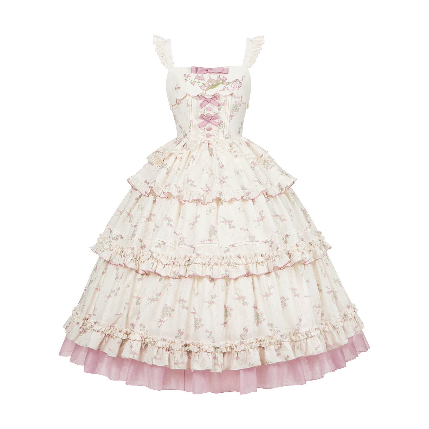 Fragrant Old Dream - Pink Bellflower Lolita OP, JSK & Coordinate Sets — JSK Dress / S