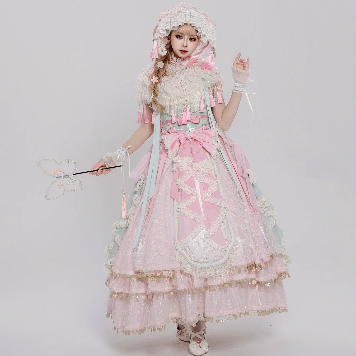 Hibiscus Huadan Pink Long JSK Dress Series and Accessories - image 6