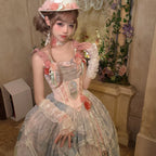 Flower Field Oil Painting Pastoral Irregular Lolita JSK Dress and Accessories - image 7