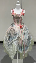 Flower Field Oil Painting Pastoral Irregular Lolita JSK Dress and Accessories - image 11