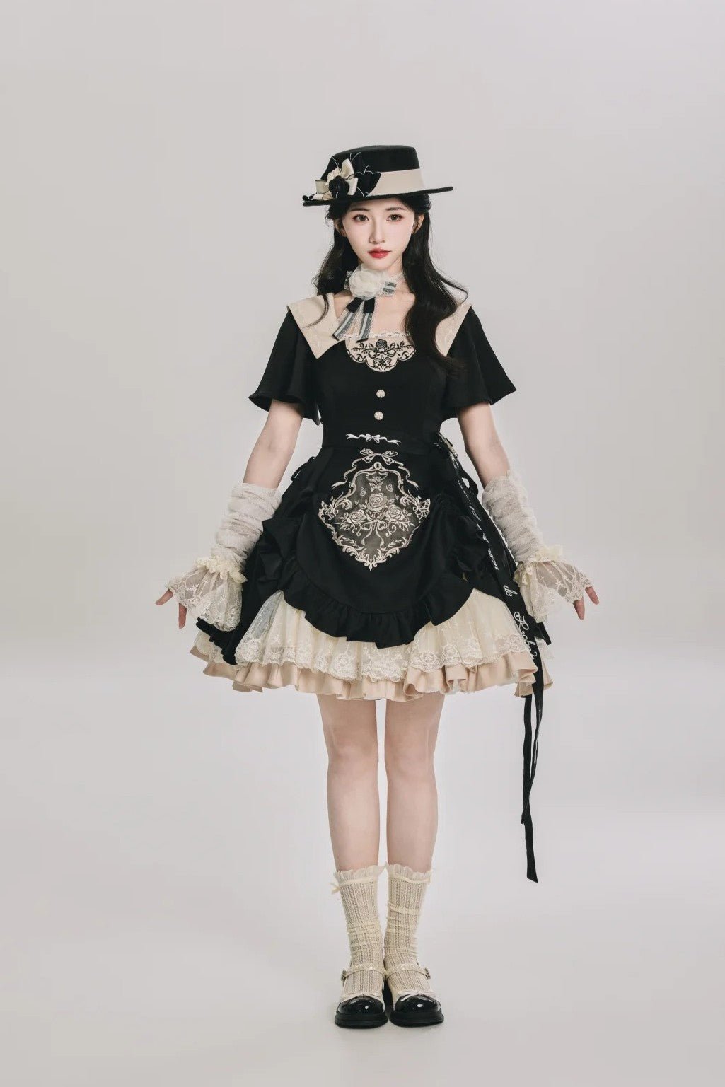 Glaze Floral Realm Black Lolita OP Dress and Accessories - image 8