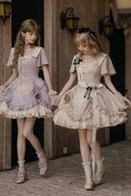 Glaze Floral Realm - Purple Printed Lolita OP and Accessories - image 7