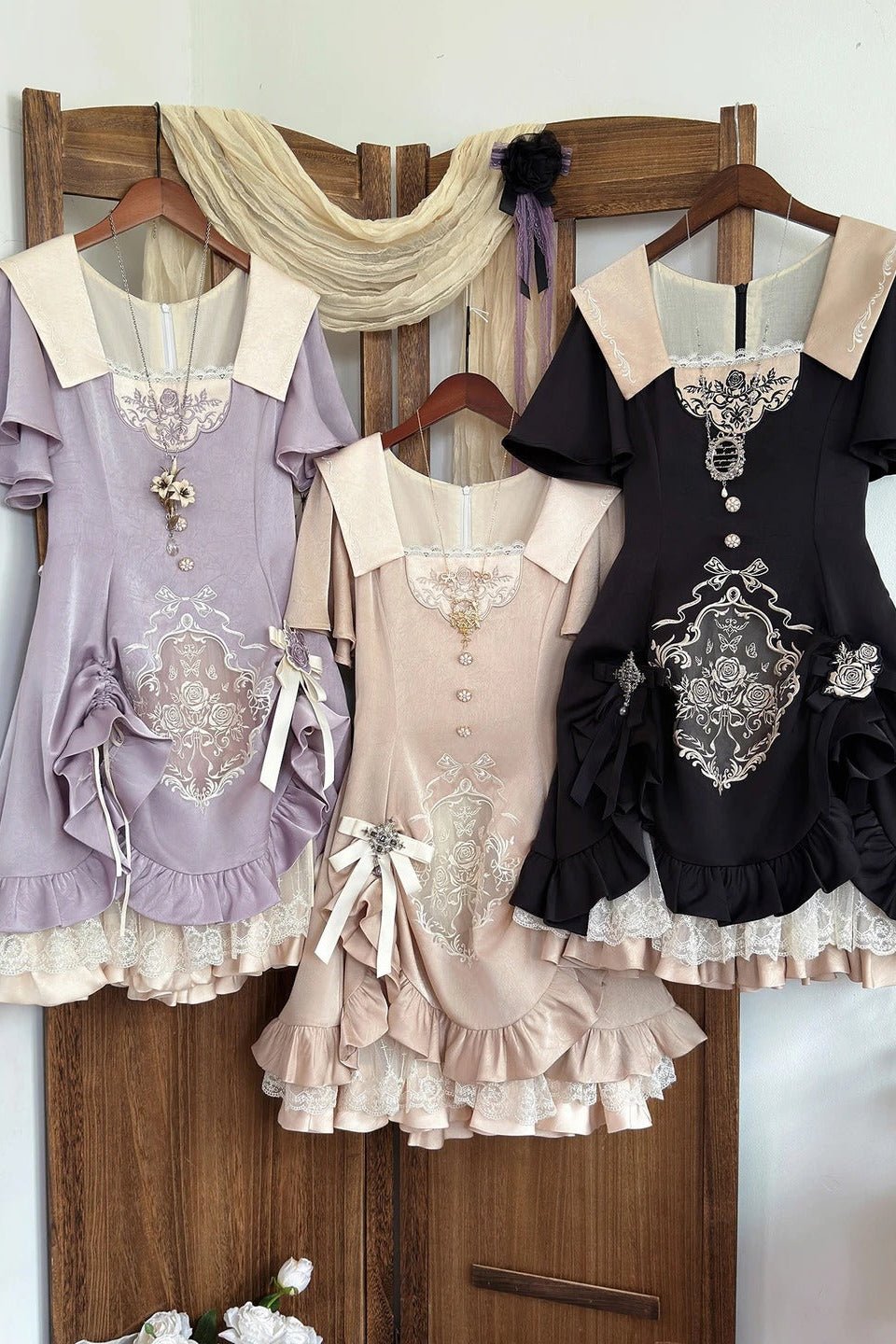 Glaze Floral Realm - Purple Printed Lolita OP and Accessories - image 2