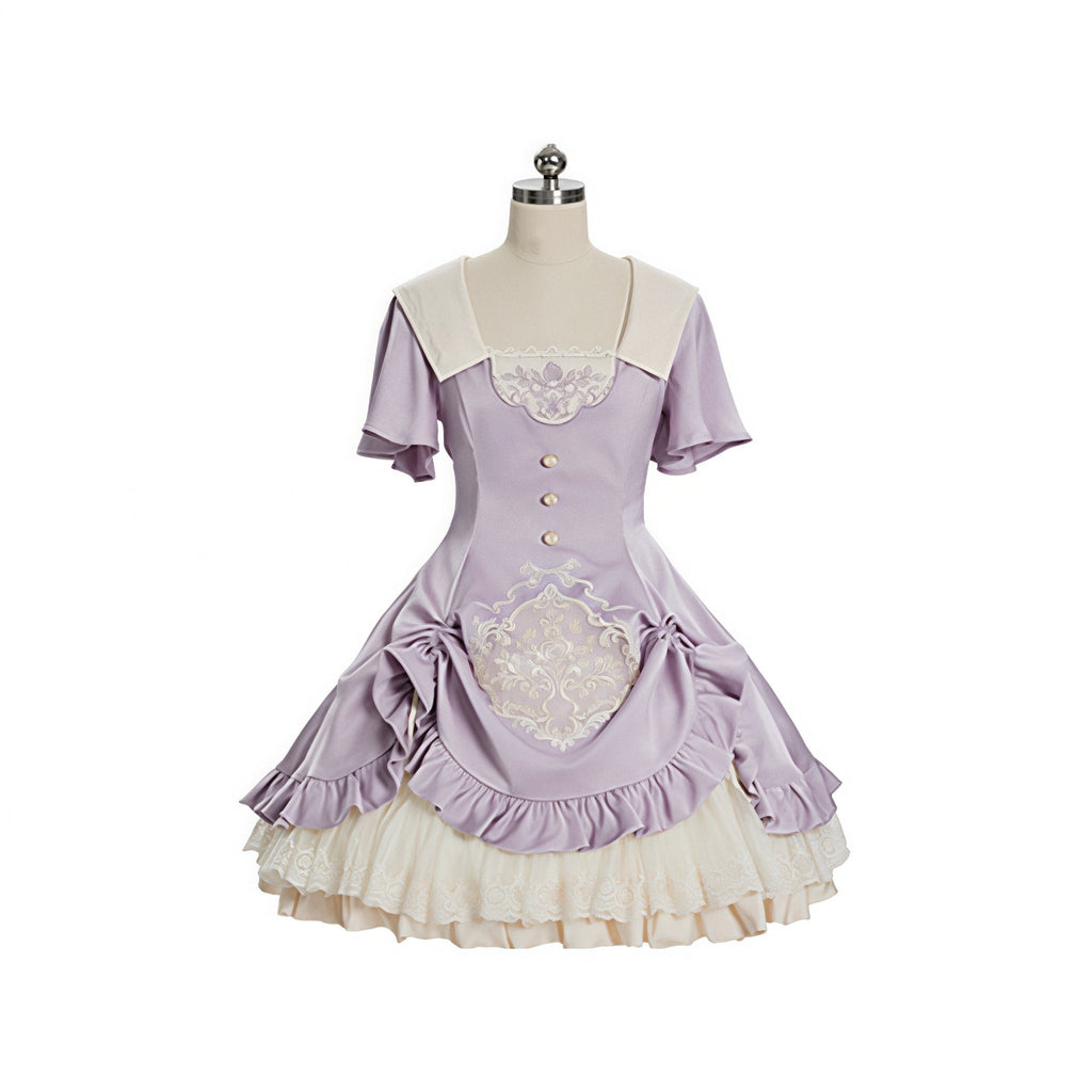 Glaze Floral Realm - Purple Printed Lolita OP and Accessories - image 10