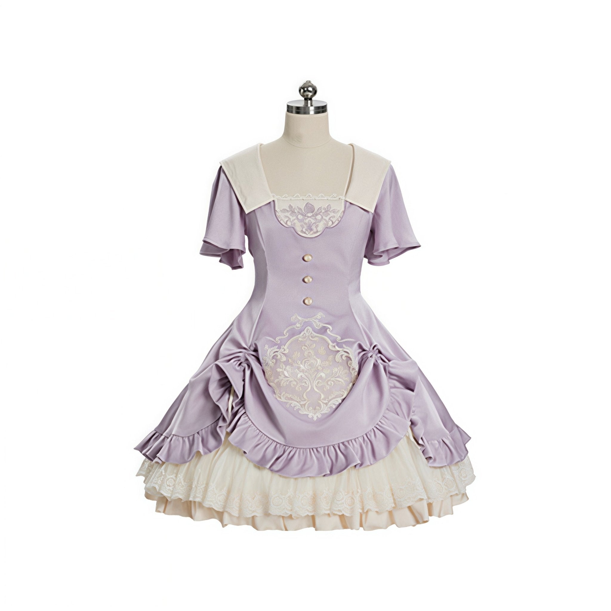 Glaze Floral Realm - Purple Printed Lolita OP and Accessories - image 10
