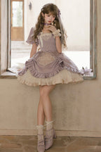 Glaze Floral Realm - Purple Printed Lolita OP and Accessories - image 8