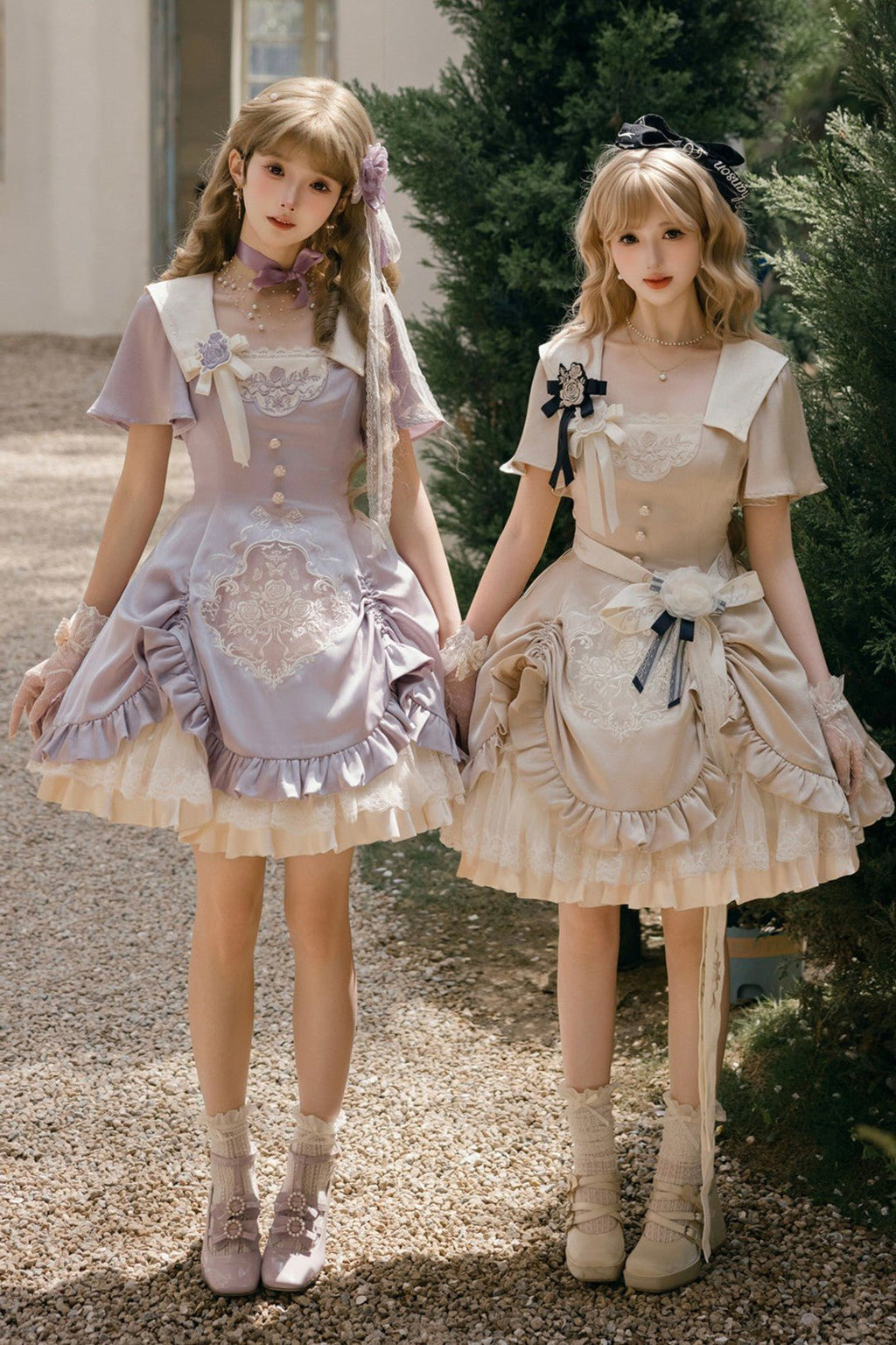 Glaze Floral Realm - Purple Printed Lolita OP and Accessories - image 6