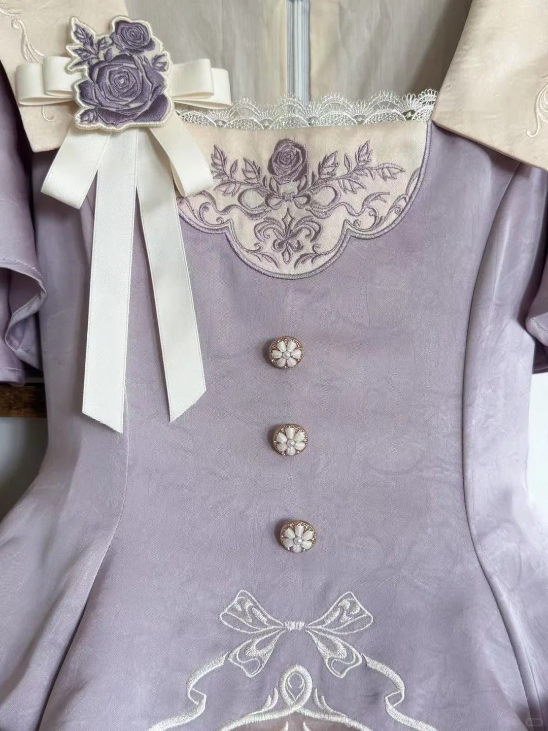 Glaze Floral Realm - Purple Printed Lolita OP and Accessories - image 3