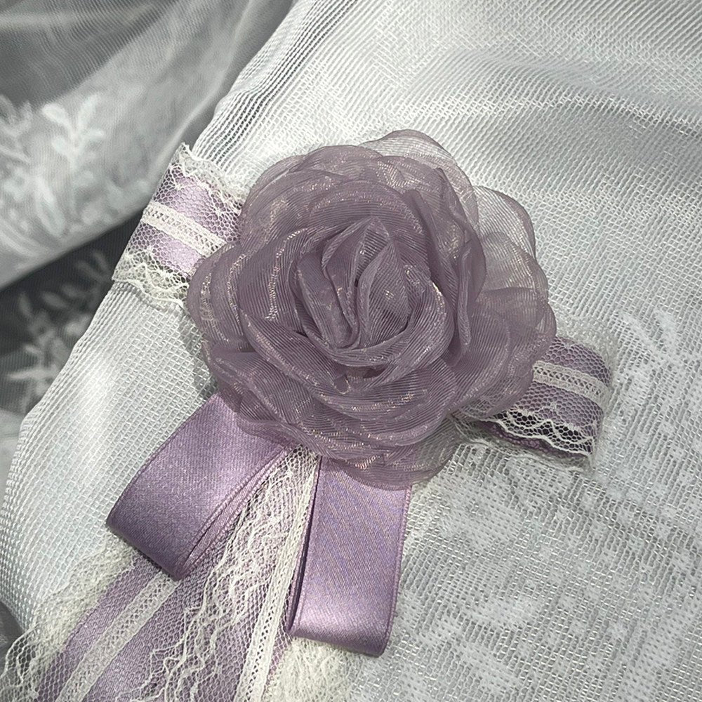 Glaze Floral Realm - Purple Printed Lolita OP and Accessories - image 13