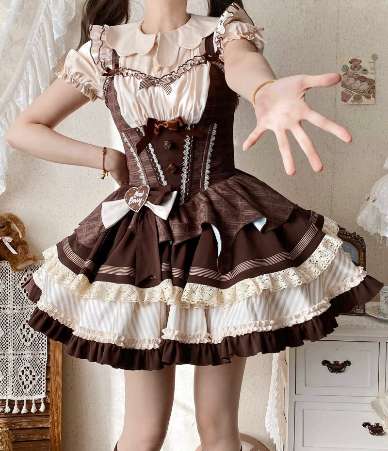 Melty Berry Chocolate Lolita JSK & Headbow Options - image 11