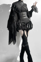 Midnight Black Gothic Ouji Bloomers, Girdle & Shawl - image 1