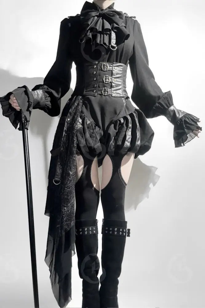 Midnight Black Gothic Ouji Bloomers, Girdle & Shawl - image 2