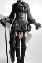 Midnight Black Gothic Ouji Bloomers, Girdle & Shawl - image 2