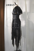 Midnight Black Gothic Ouji Bloomers, Girdle & Shawl - image 5