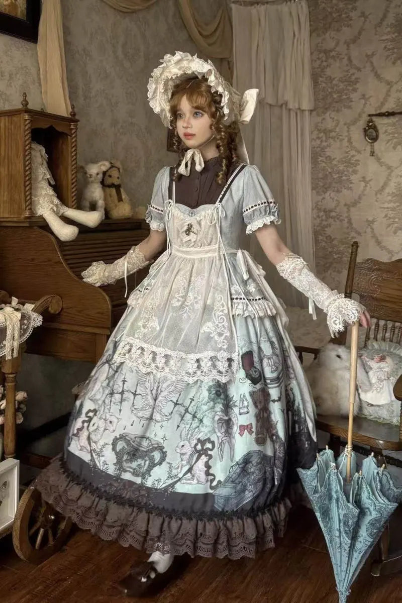 Symbiotic Doll Stand-Collar Natural-Waist Gothic Lolita OP - image 2