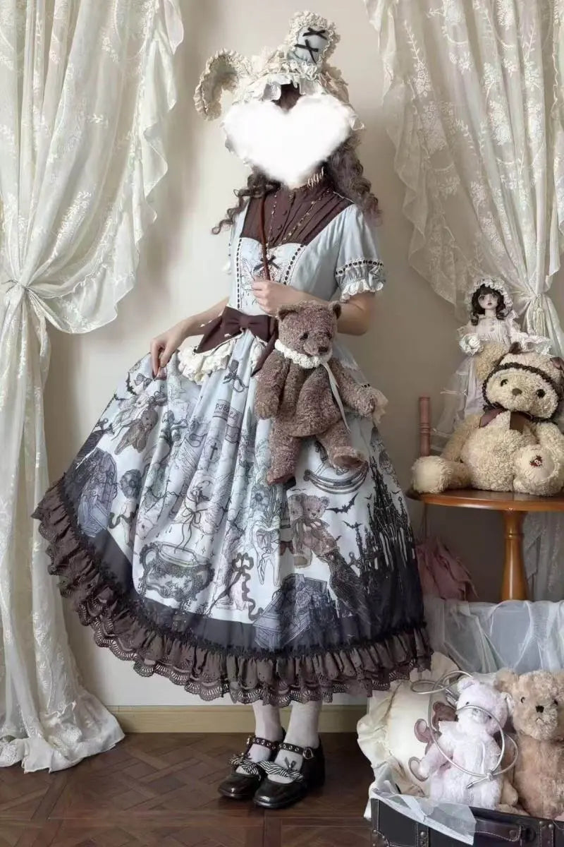 Symbiotic Doll Stand-Collar Natural-Waist Gothic Lolita OP - image 3