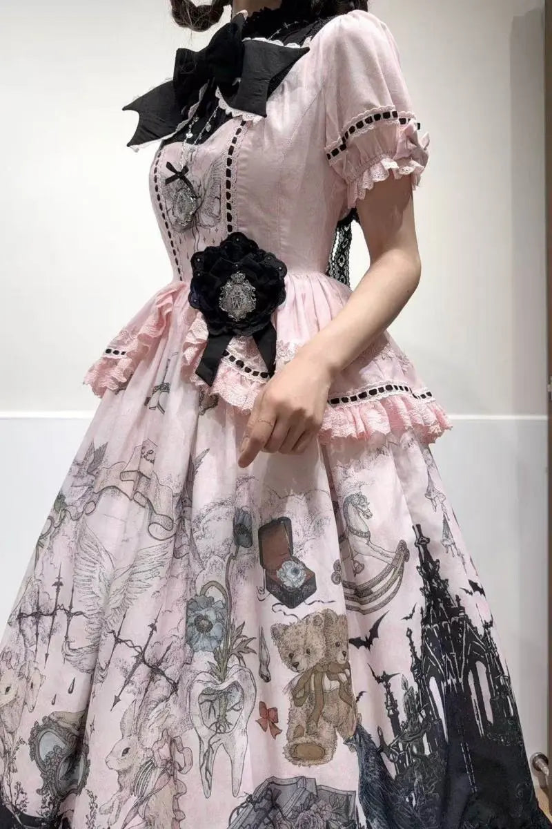 Symbiotic Doll Stand-Collar Natural-Waist Gothic Lolita OP - image 4