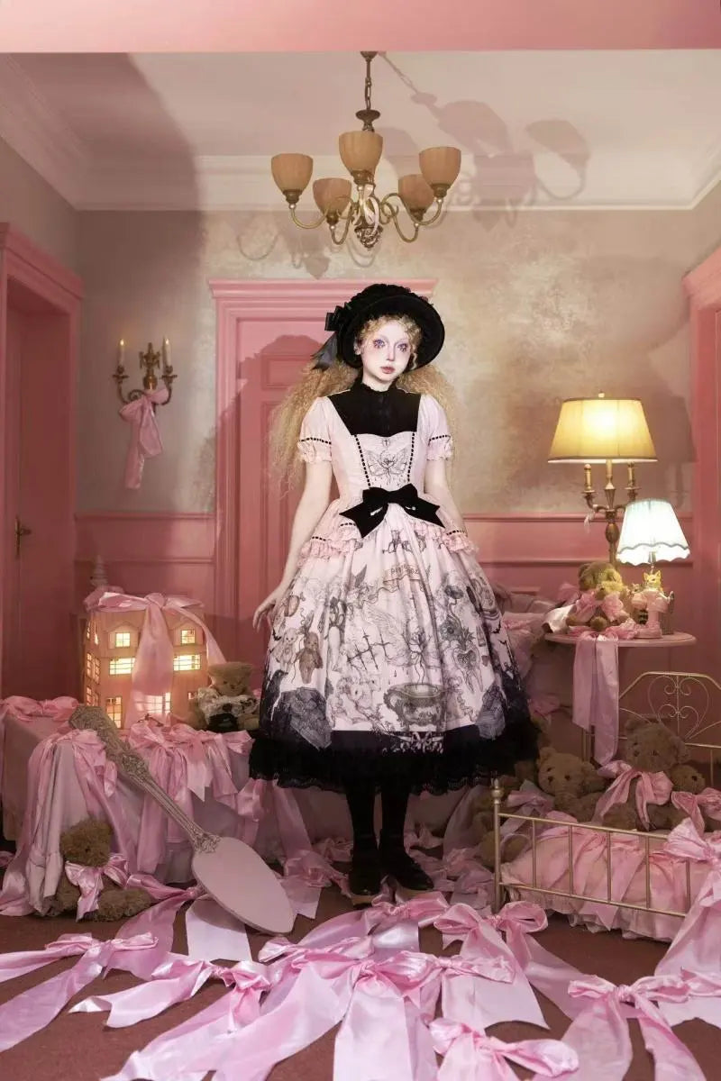 Symbiotic Doll Stand-Collar Natural-Waist Gothic Lolita OP - image 5