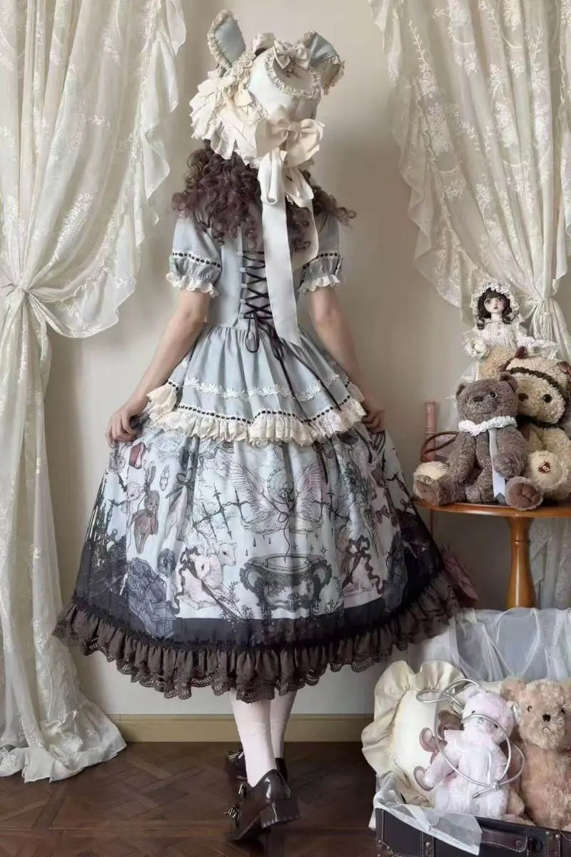 Symbiotic Doll Stand-Collar Natural-Waist Gothic Lolita OP - image 10