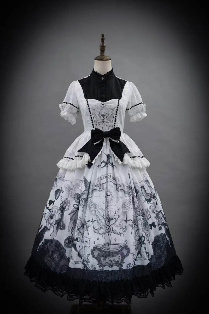 Symbiotic Doll Stand-Collar Natural-Waist Gothic Lolita OP - image 12