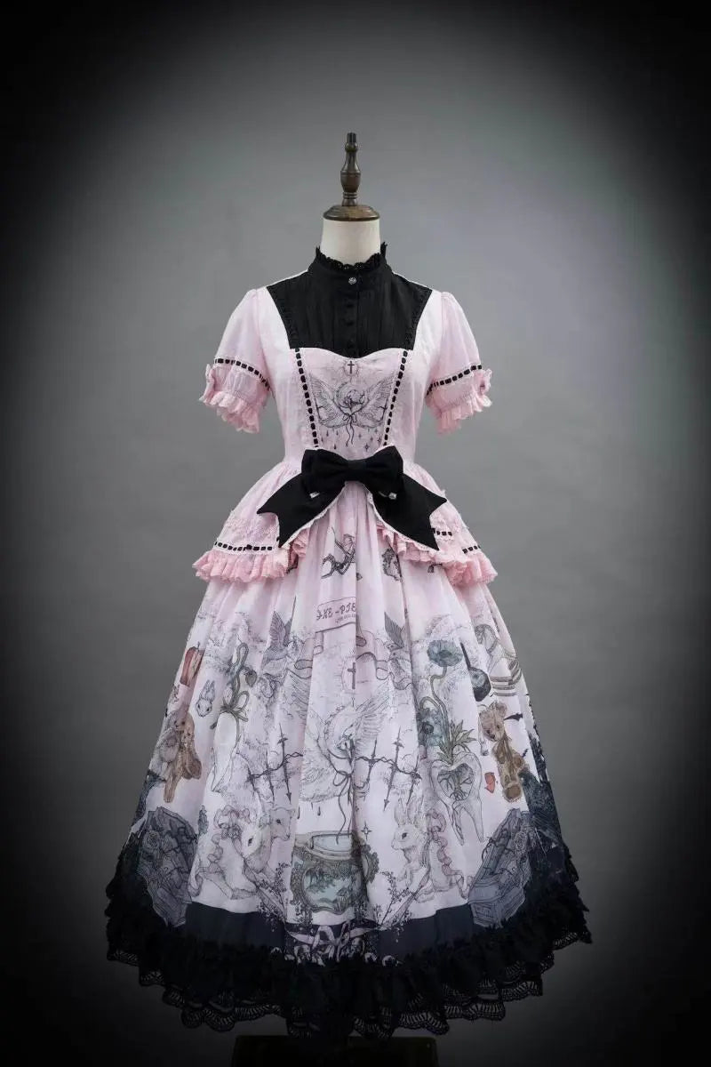 Symbiotic Doll Stand-Collar Natural-Waist Gothic Lolita OP - image 13