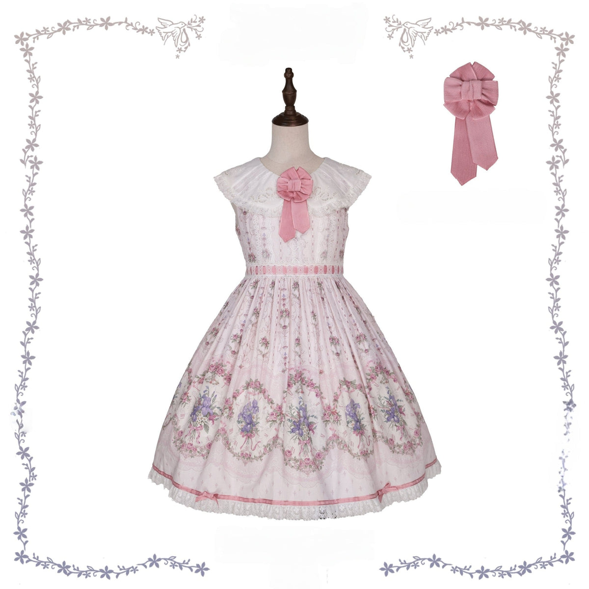 Iris Clock Lolita Flutter-Sleeve OP and Embroidered Lapel JSK Collection - image 10