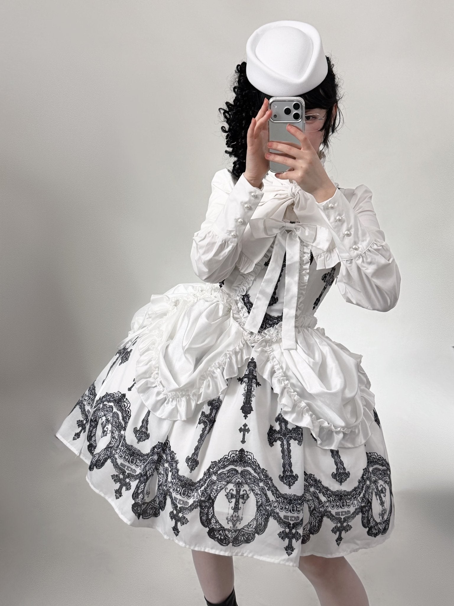 Lace Cross - White Gothic Lolita JSK, Top and Accessories - image 6