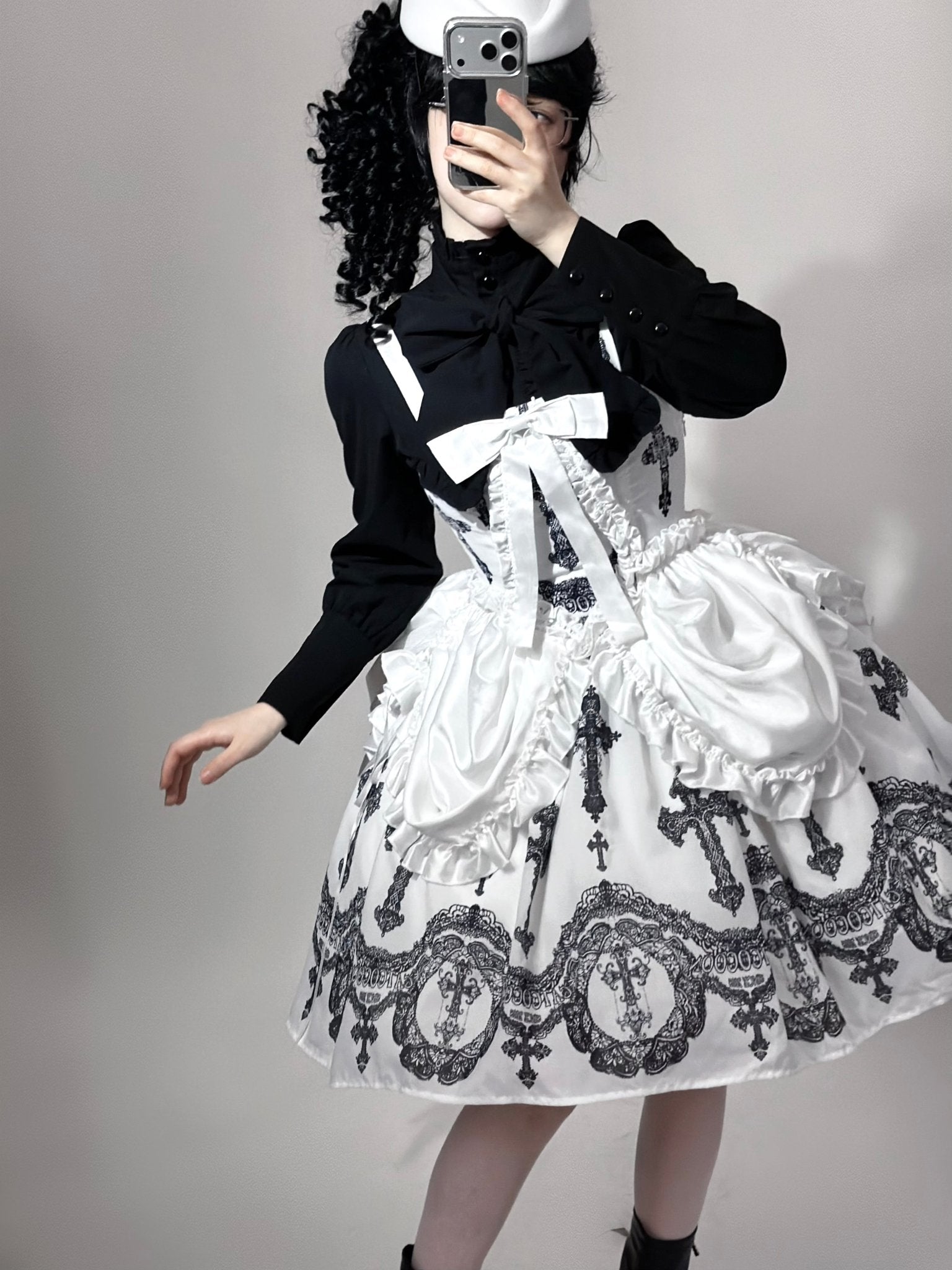 Lace Cross - White Gothic Lolita JSK, Top and Accessories - image 12
