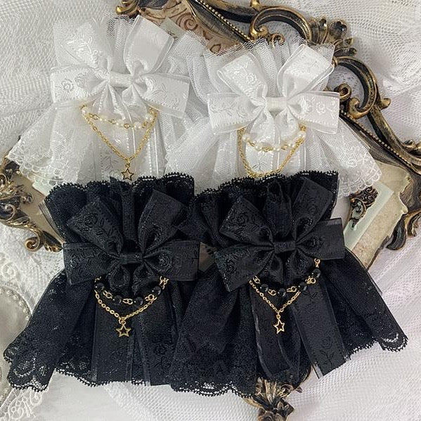 Double Layer Lace Cuffs Elegant Lolita Gloves cover