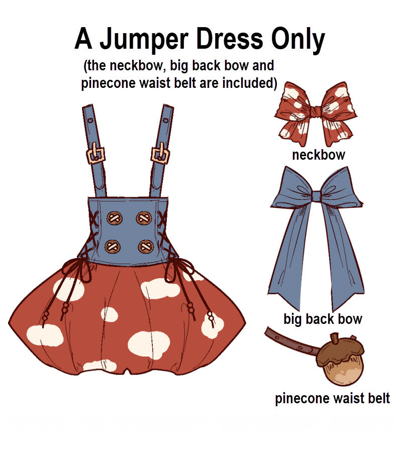 Mushroom Girl of the Treehouse Store Lolita JSK, Blouse and Hat - image 3