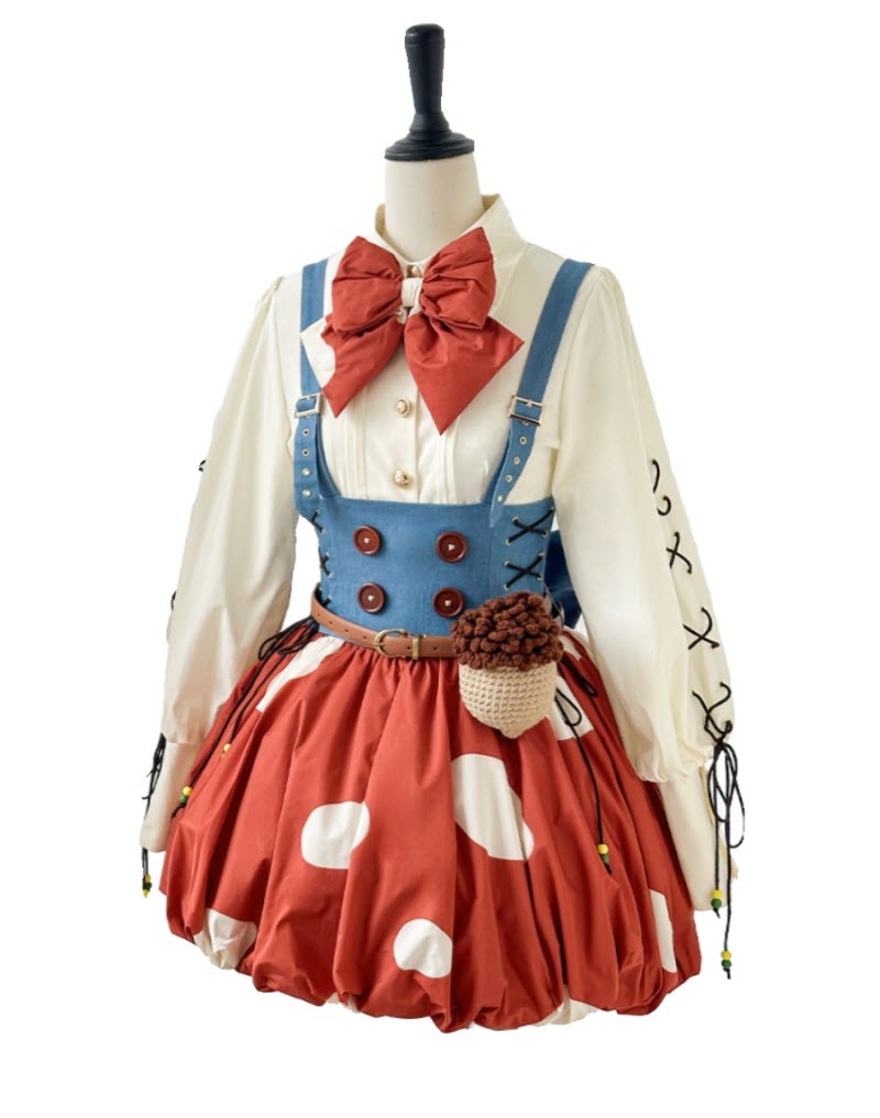 Mushroom Girl of the Treehouse Store Lolita JSK, Blouse and Hat - image 8