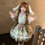Popoco Mint Green Bunny Print Bubble Sweet Lolita JSK Dress - image 2