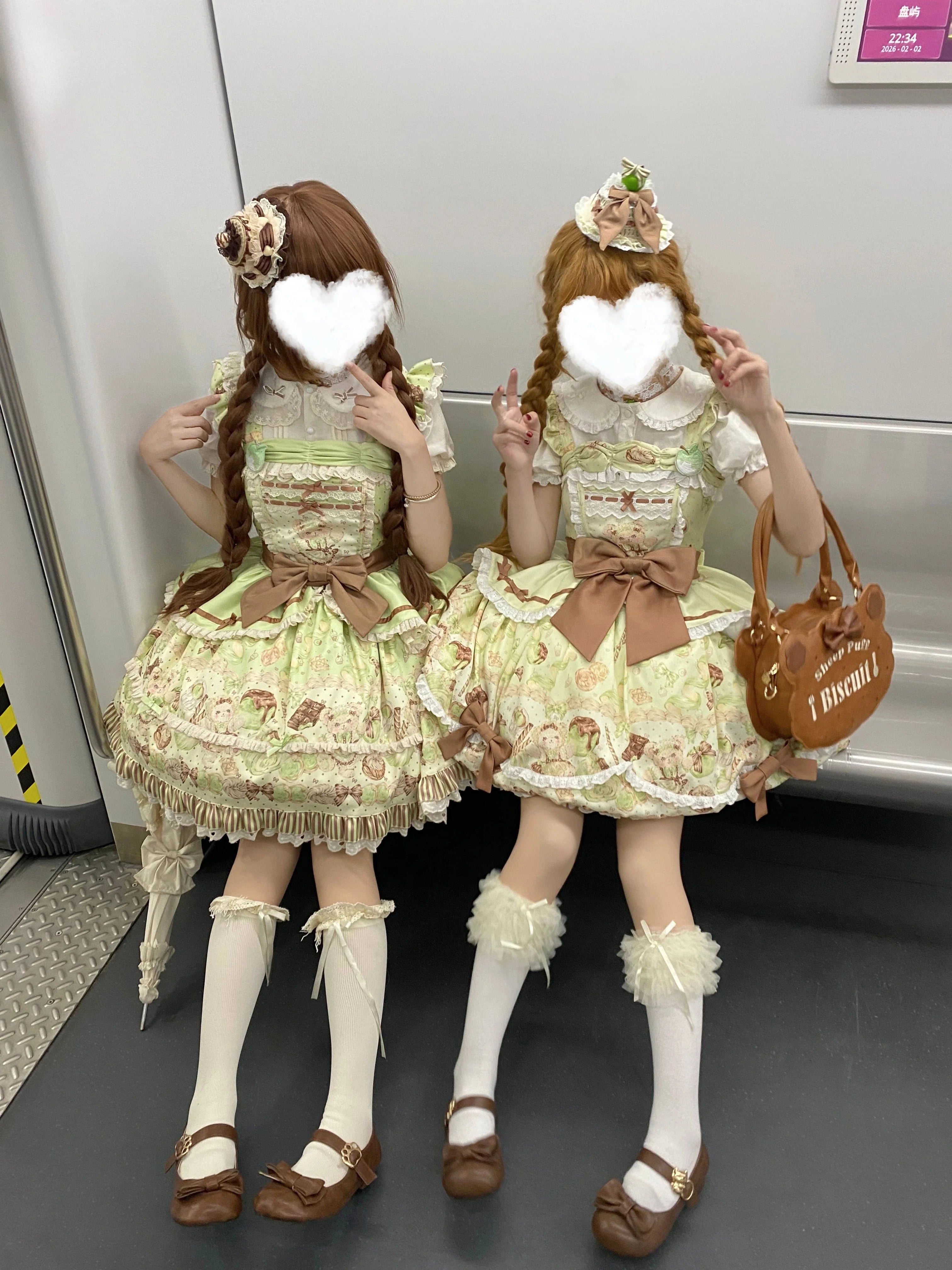 Popoco Mint Green Bunny Print Bubble Sweet Lolita JSK Dress - image 7