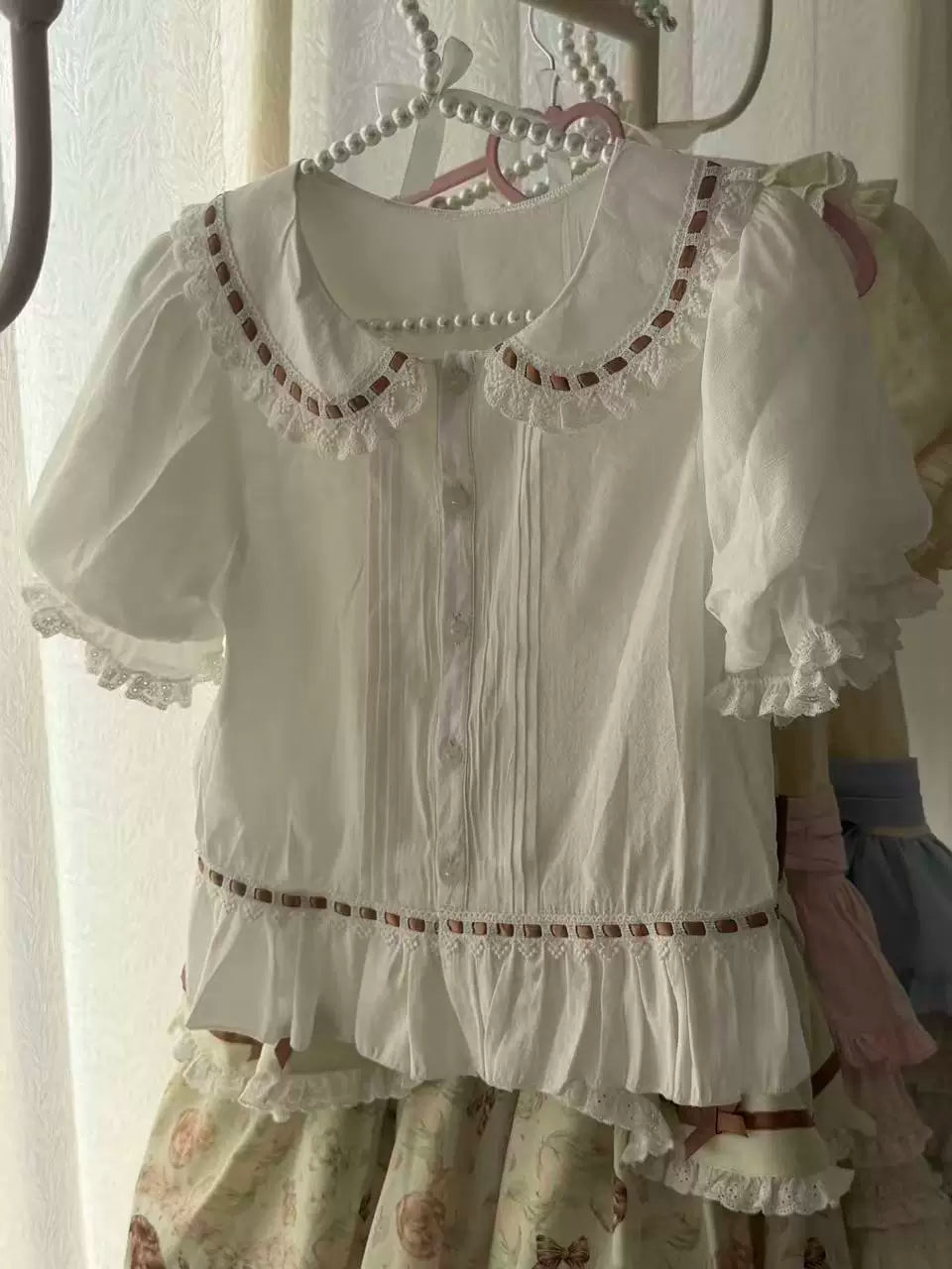 Popoco Mint Green Bunny Print Bubble Sweet Lolita JSK Dress - image 8