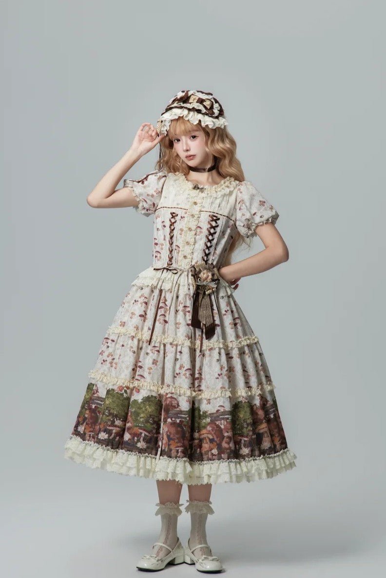 Squirrel Fairytale Cottage - Classic Lolita Long OP Dress & Matching Pieces — Long OP Dress / S