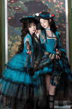 Misty New Dawn Peacock Blue Classic Lolita Long JSK Tea Party Set - image 14