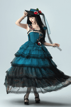 Misty New Dawn Peacock Blue Classic Lolita Long JSK Tea Party Set - image 1