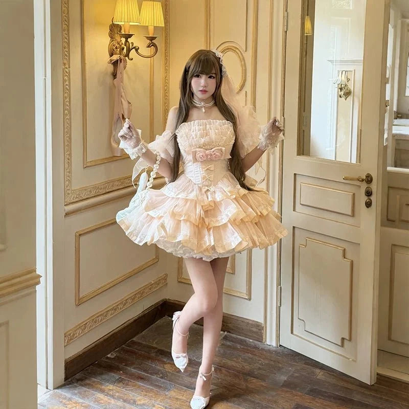 Mousse Love Song Short Ballet Bridal Lolita JSK and Accessories - image 13
